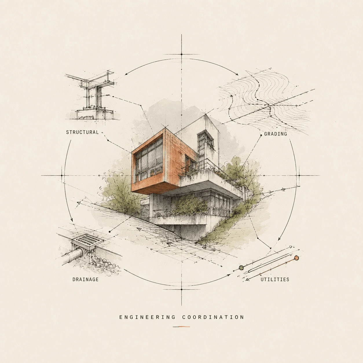 Engineering Coordination architectural process sketch